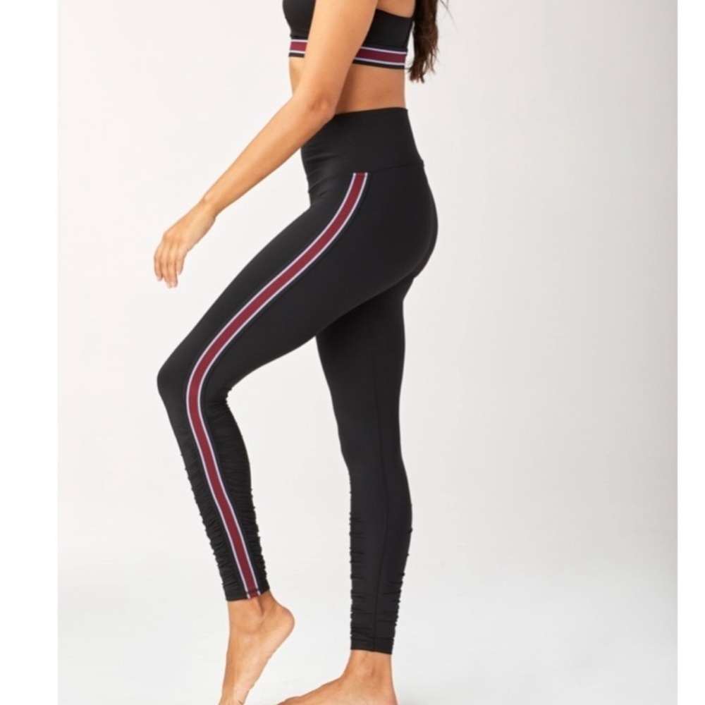 Michi Speed Leggings Size Small High Rise Ruched Side Stripe Athletic Workout​​​